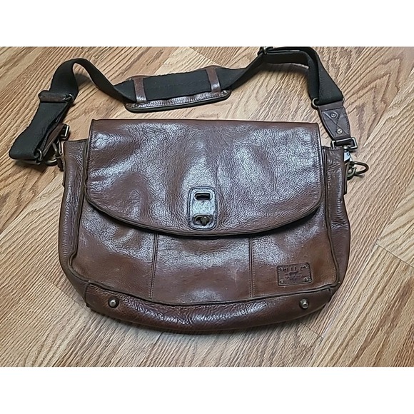 Vintage Will Leather Goods Hank Satchel W/ Strap Brown Briefcase Messenger Bag - Picture 1 of 16